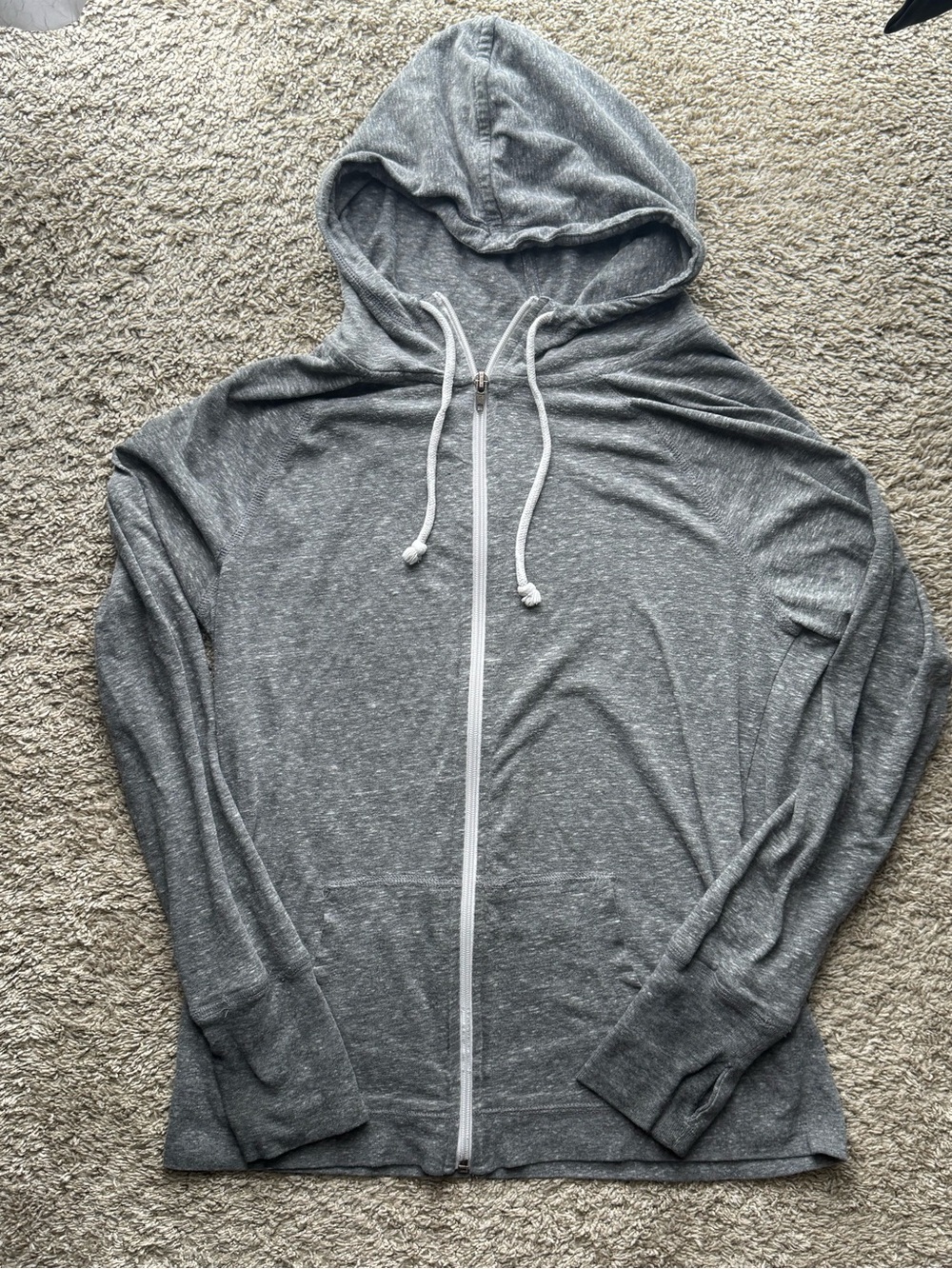 SO Women’s Gray Lightweight Full Zip Hoodie Thumbholes Size Large